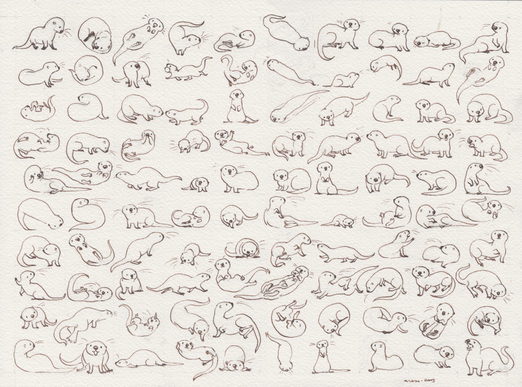 dessin de loutres encré