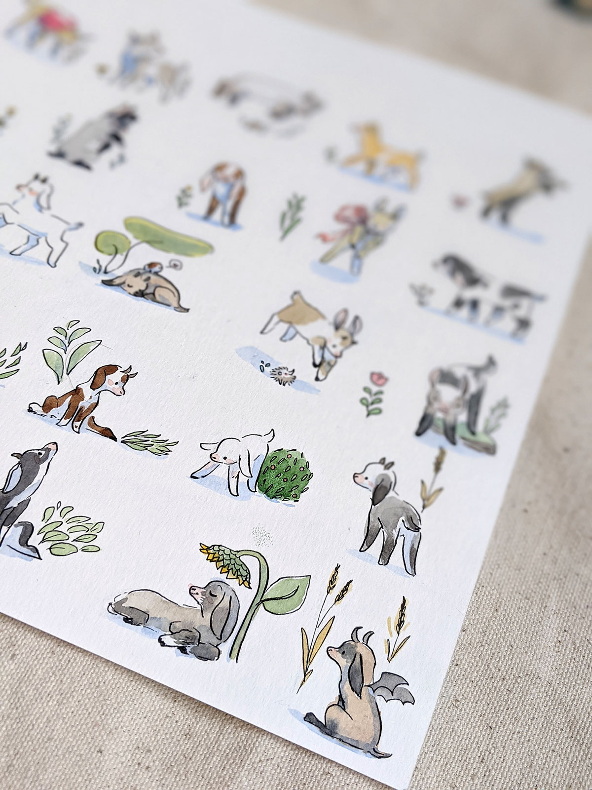 35 Goat Kids - Original Watercolor Painting - Image 4