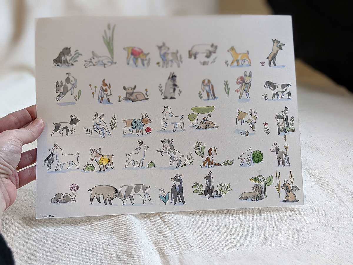 35 Goat Kids - Original Watercolor Painting - Image 5