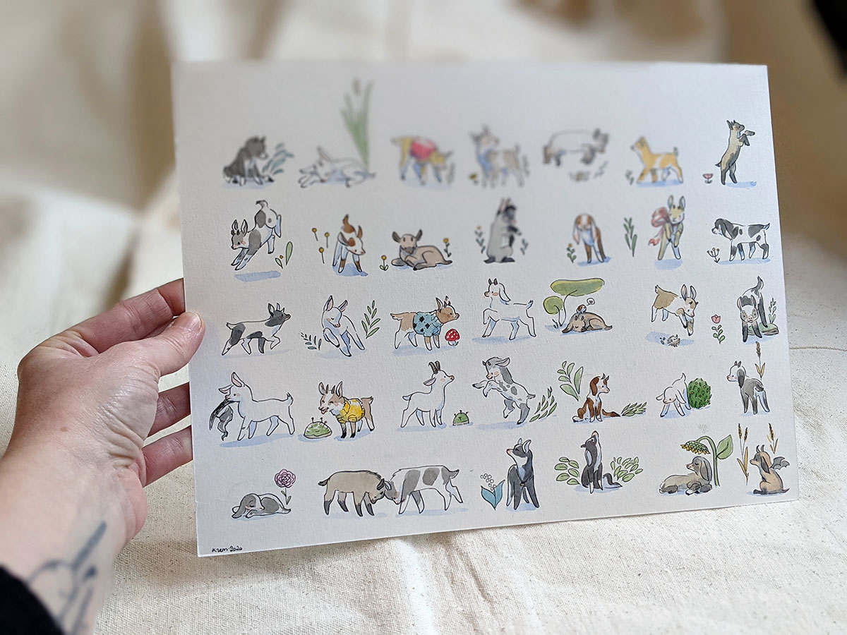 35 Goat Kids - Original Watercolor Painting - Image 6