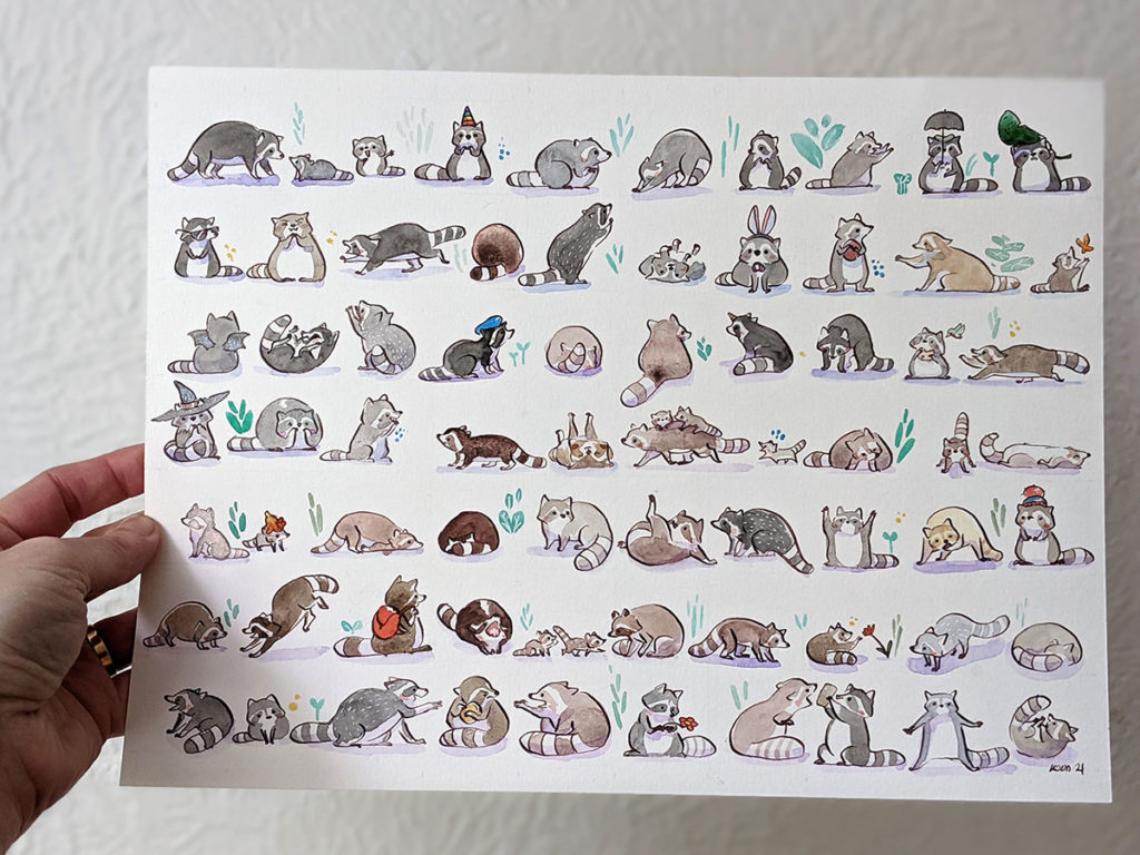 Finished Raccoon Watercolor