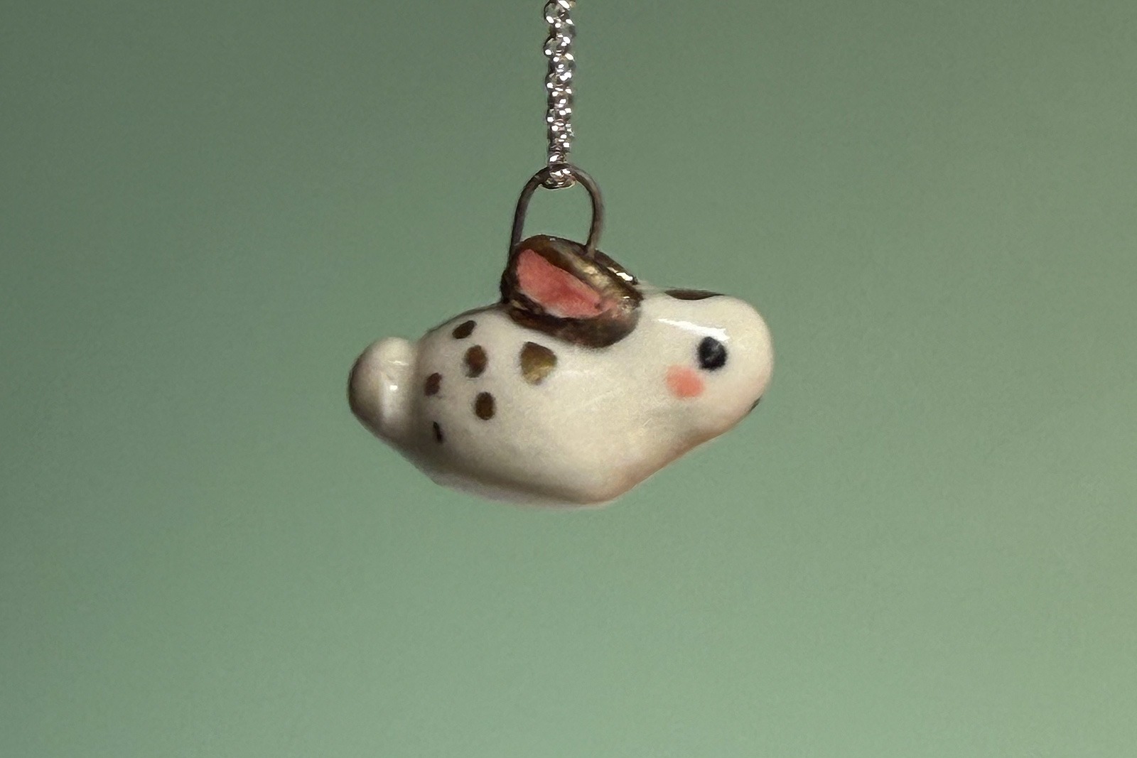 Alternative view of Porcelain Pendant : Round Bunny