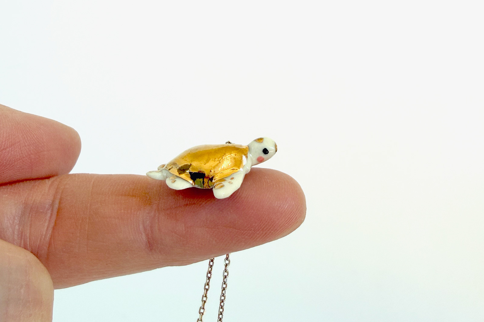 Alternative view of Porcelain Pendant - Tiny Turtle
