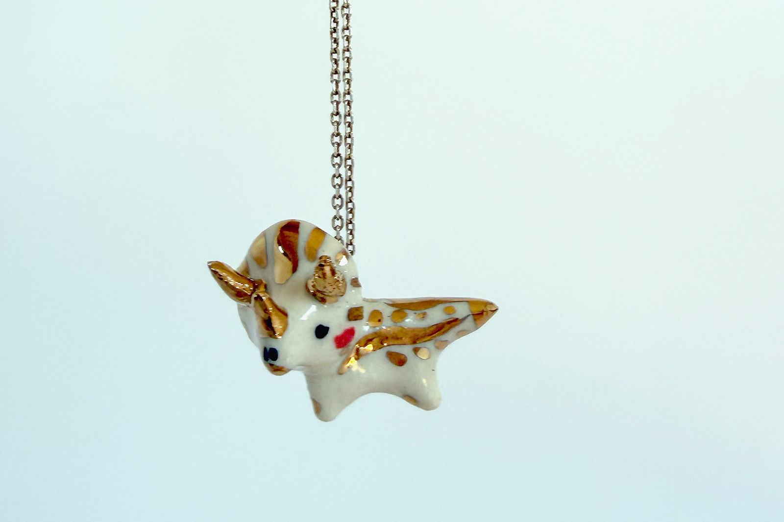 Ceramics & Gold Triceratops Pendant