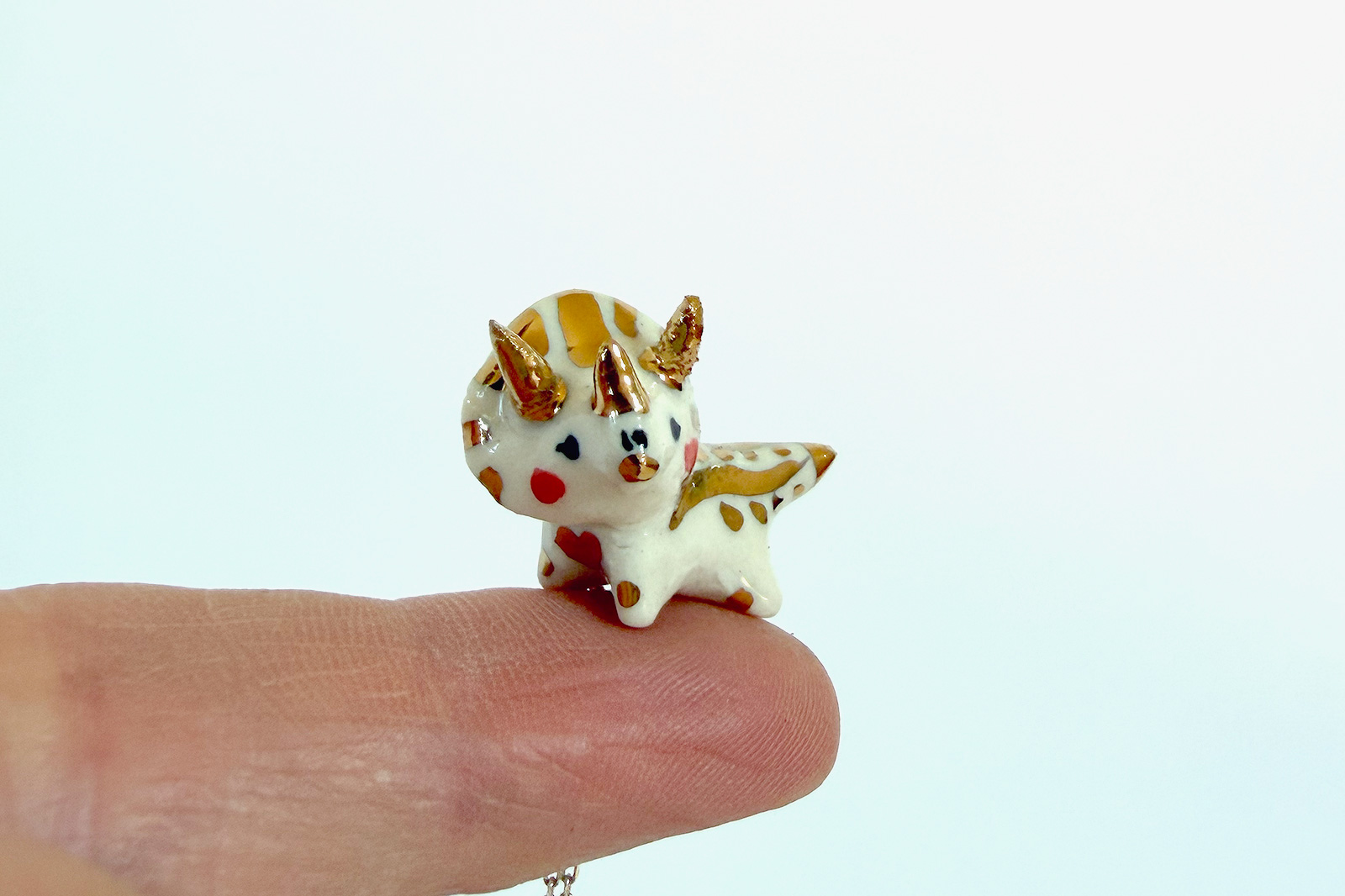 Ceramics & Gold Triceratops Pendant - Image 4
