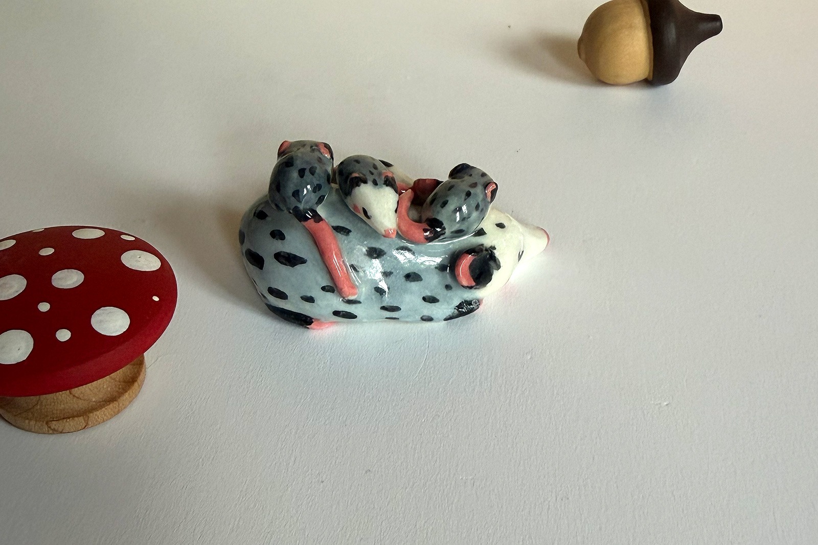Alternative view of Porcelain Figurine - Sleeping Opossum Family