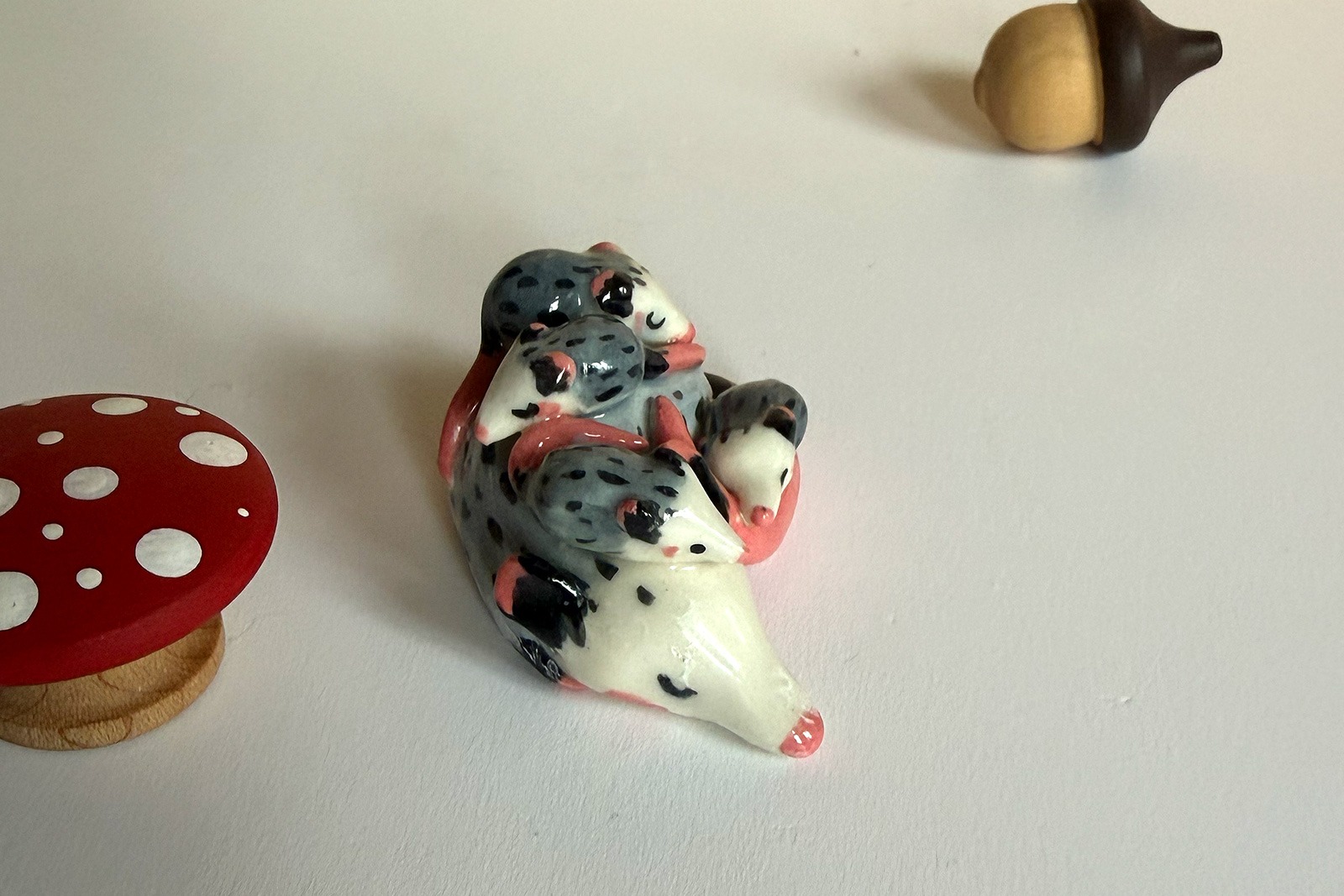 Porcelain Figurine - Sleeping Opossum Family - Image 5