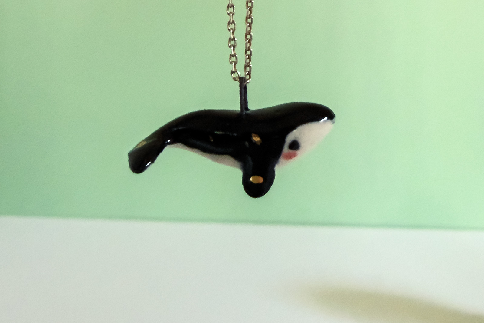 Alternative view of Porcelain Pendant - Night Sky Whale