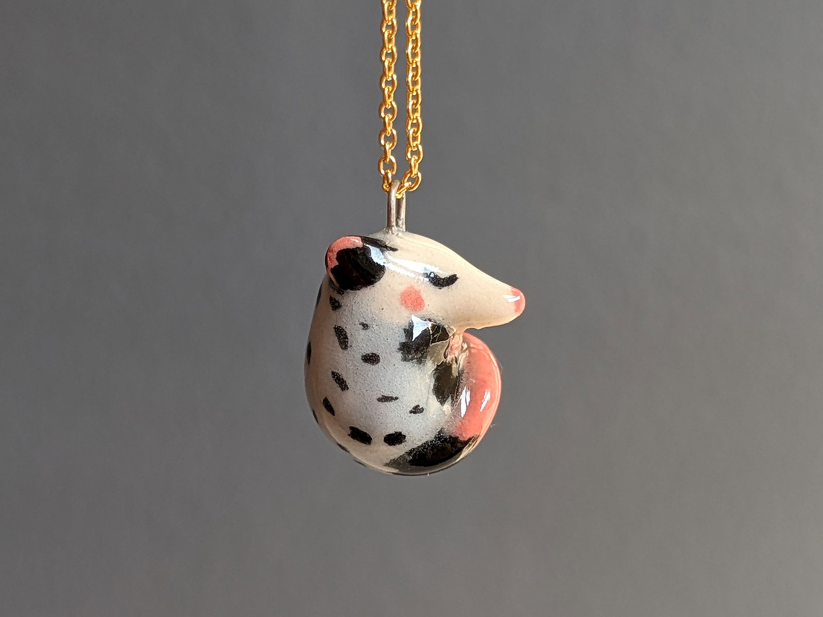 Alternative view of Porcelain Pendant : Opossum