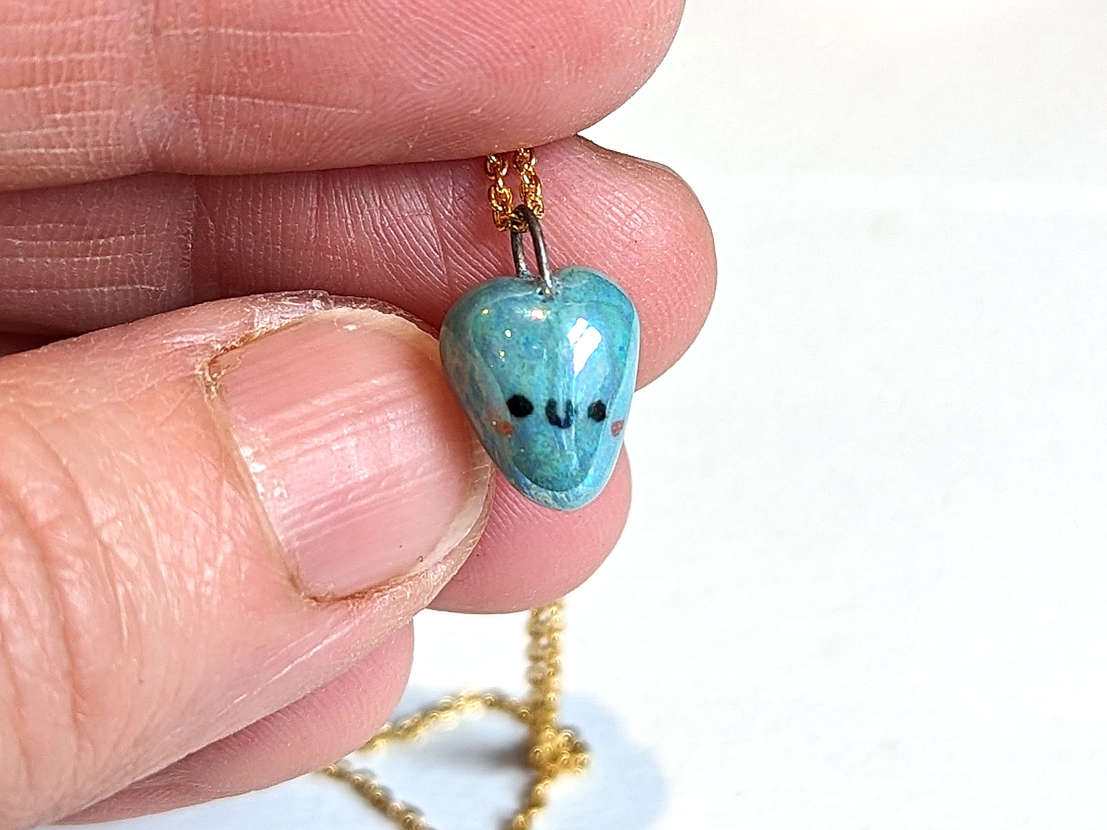 Porcelain pendant : Blue Heart