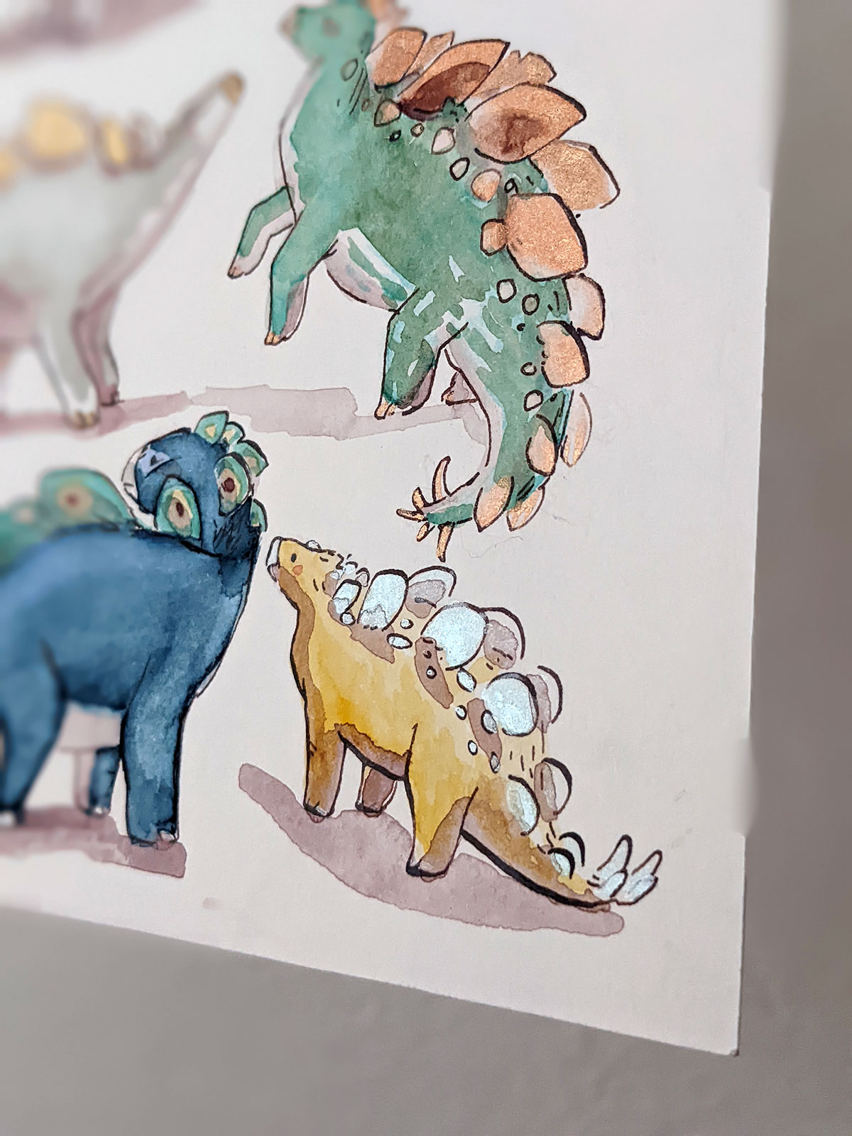original watercolor cute stegosaurus