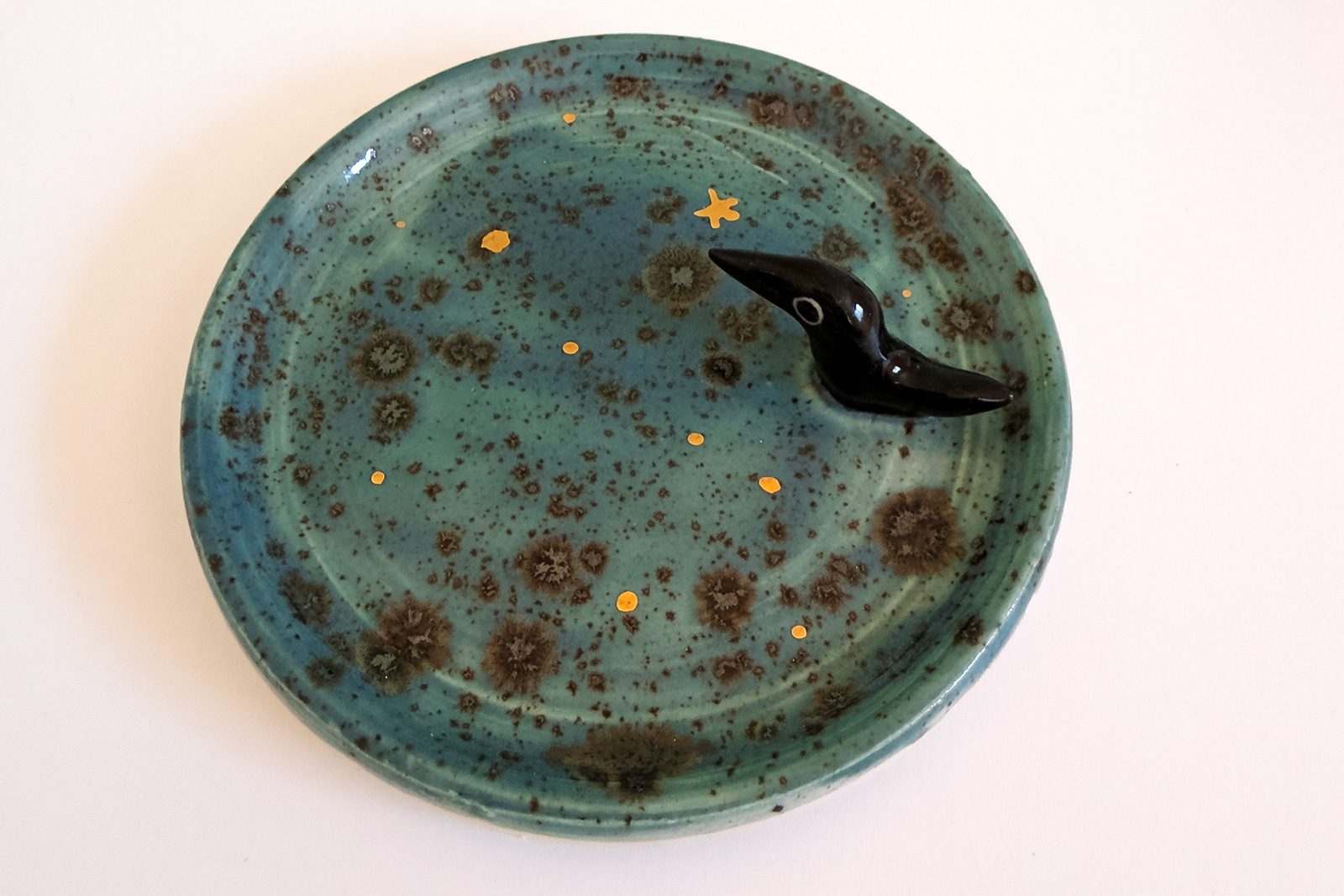 jewelry dish night crow and gold