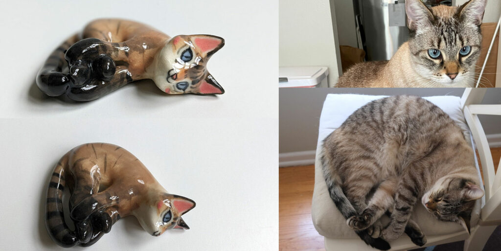 a lovely cat portrait as a porcelain figurine