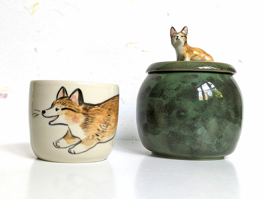 Corgi cup and custom urn