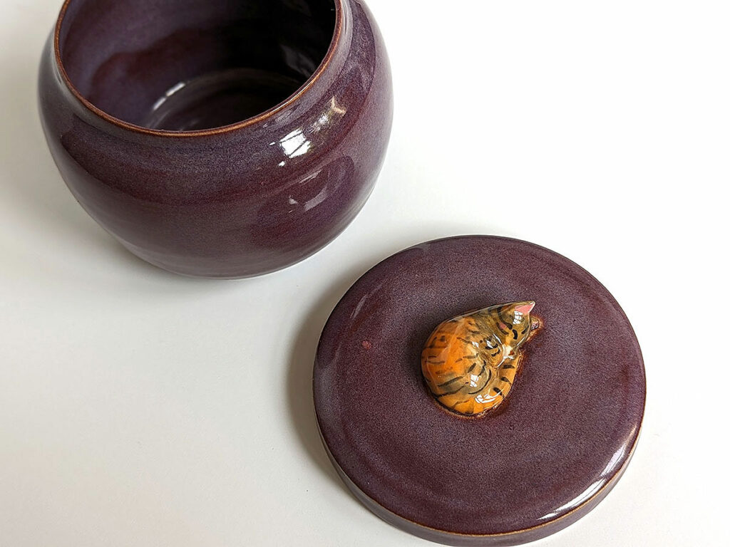 purple cat urn - a custom pet urn