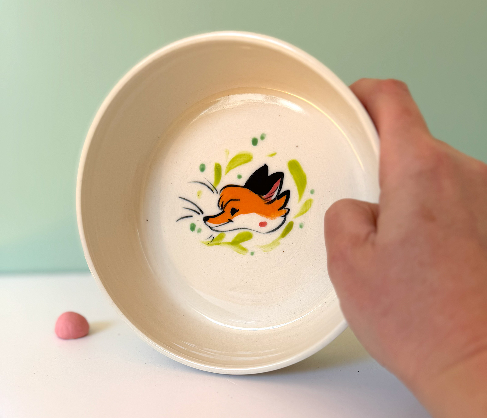 red fox plate cute handmade ceramics by kness