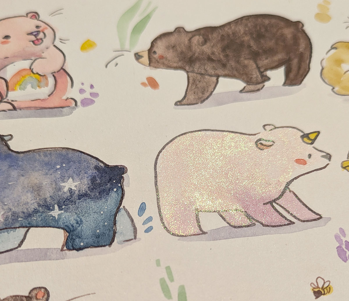 original painting watercolor 20 bears