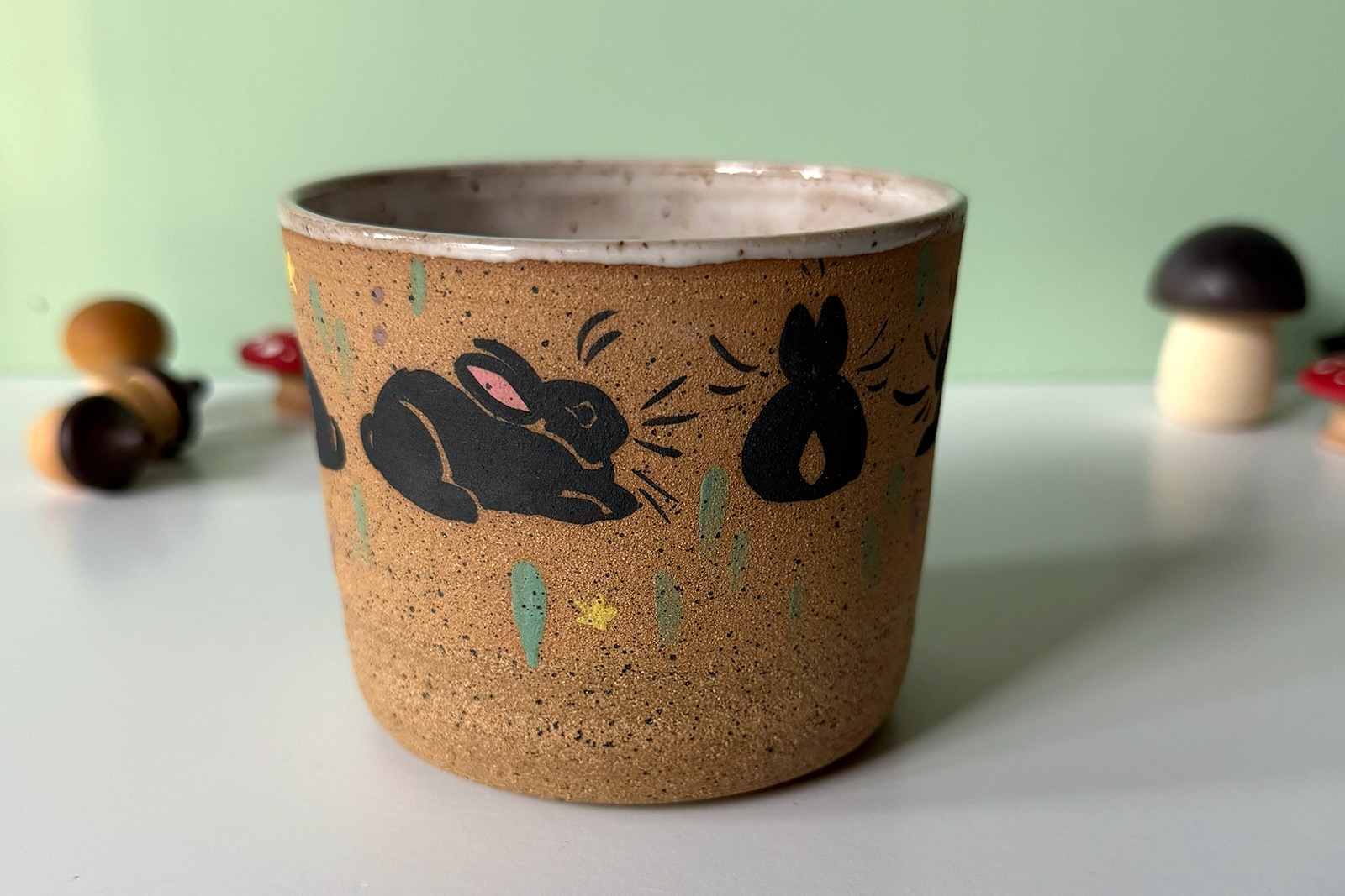 Alternative view of Cup - Speckled - Black Bunnies