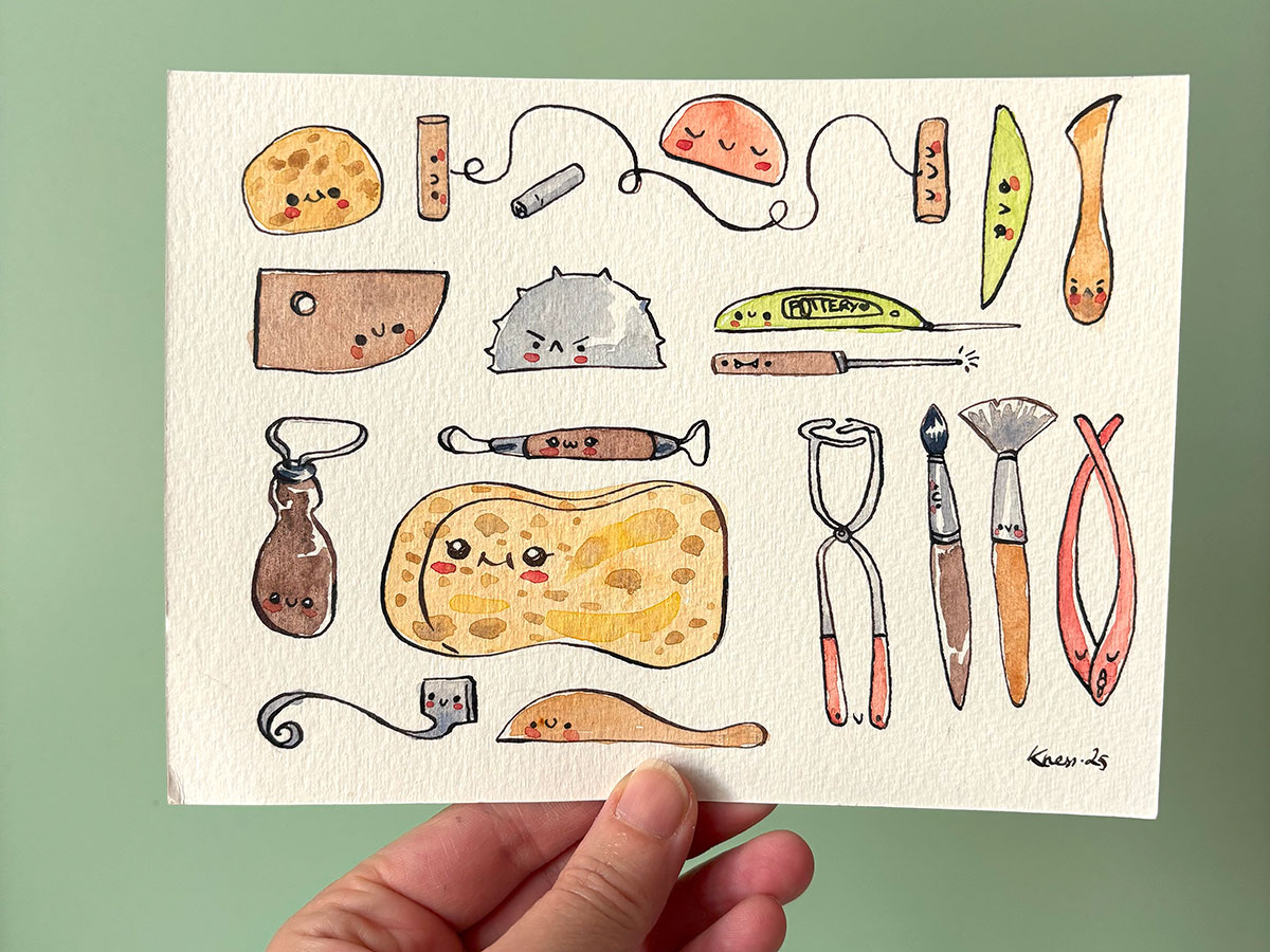 Original Painting - Cute Pottery Tools