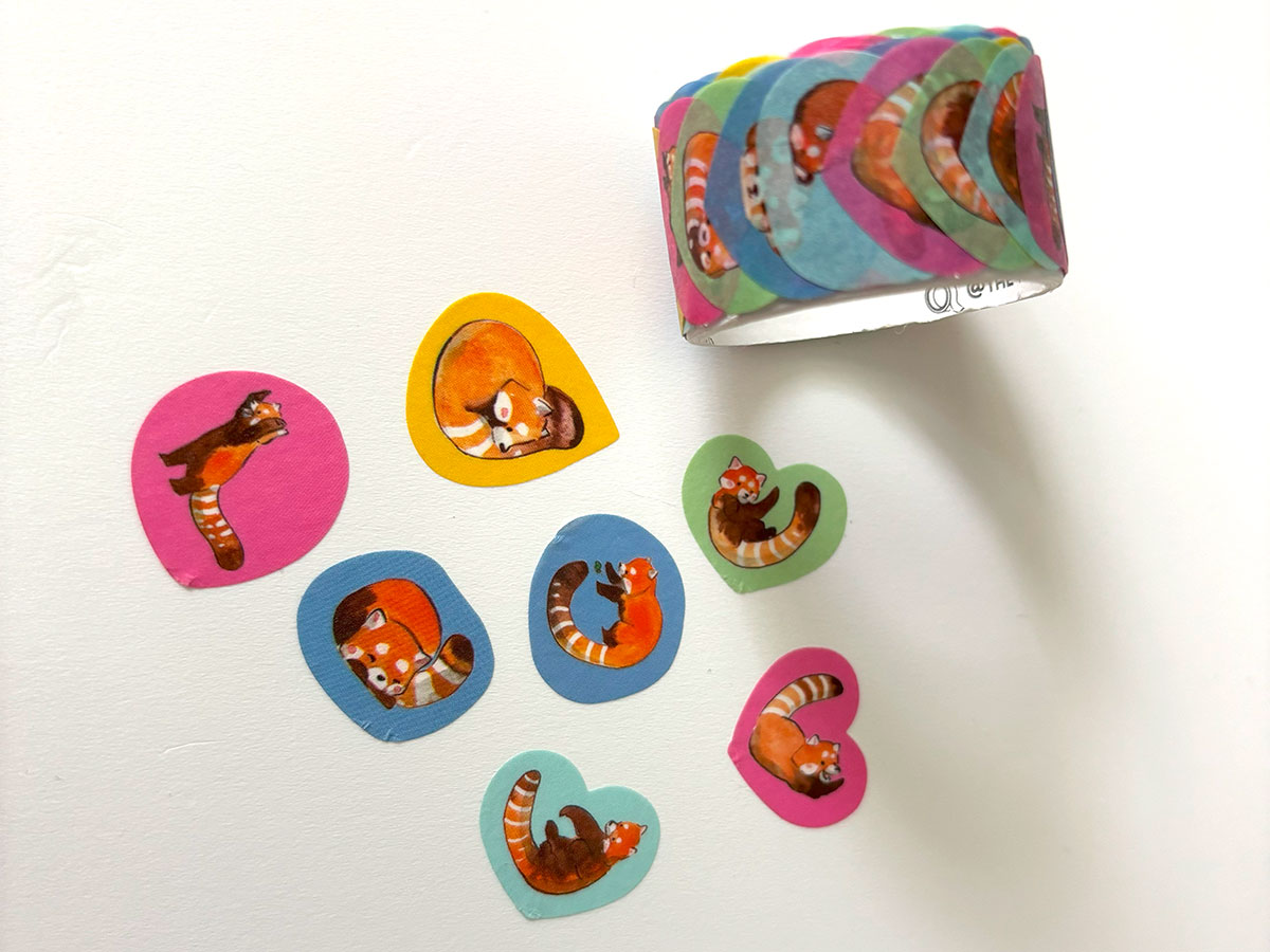 washi stickers red pandas