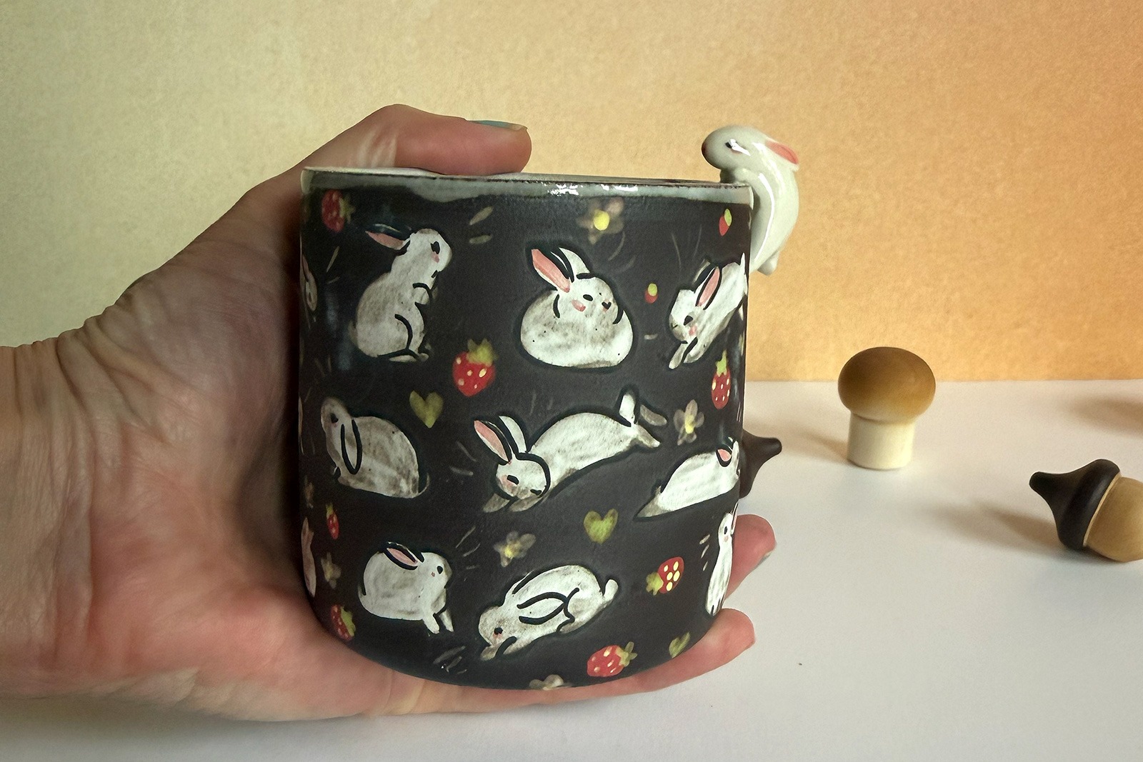 Alternative view of Small Cup - Sculpted - Strawberry Hamsters
