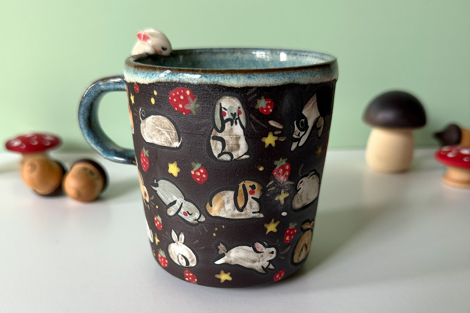 Small Cup - Sculpted - Strawberry Bunnies - Image 13