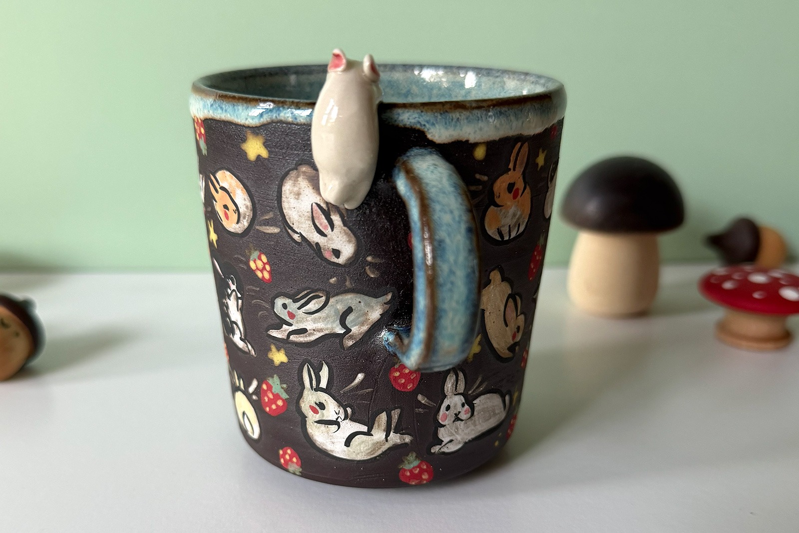 Small Cup - Sculpted - Strawberry Bunnies - Image 11