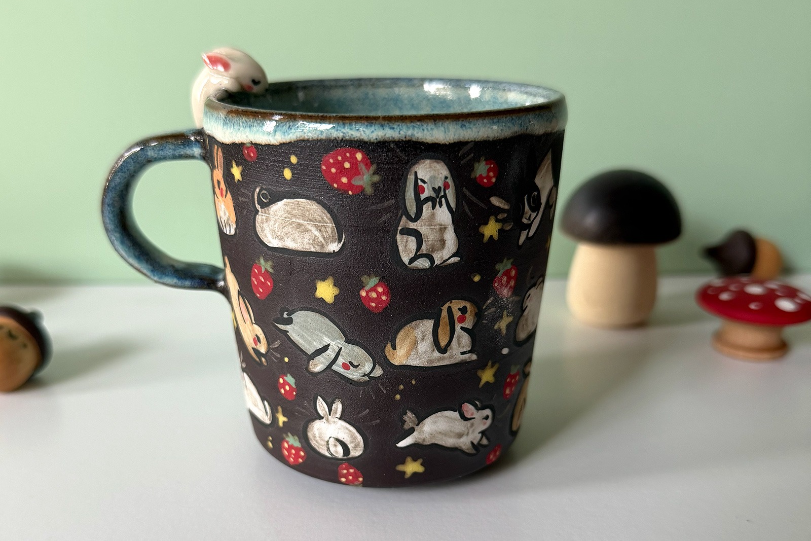 Small Cup - Sculpted - Strawberry Bunnies - Image 10