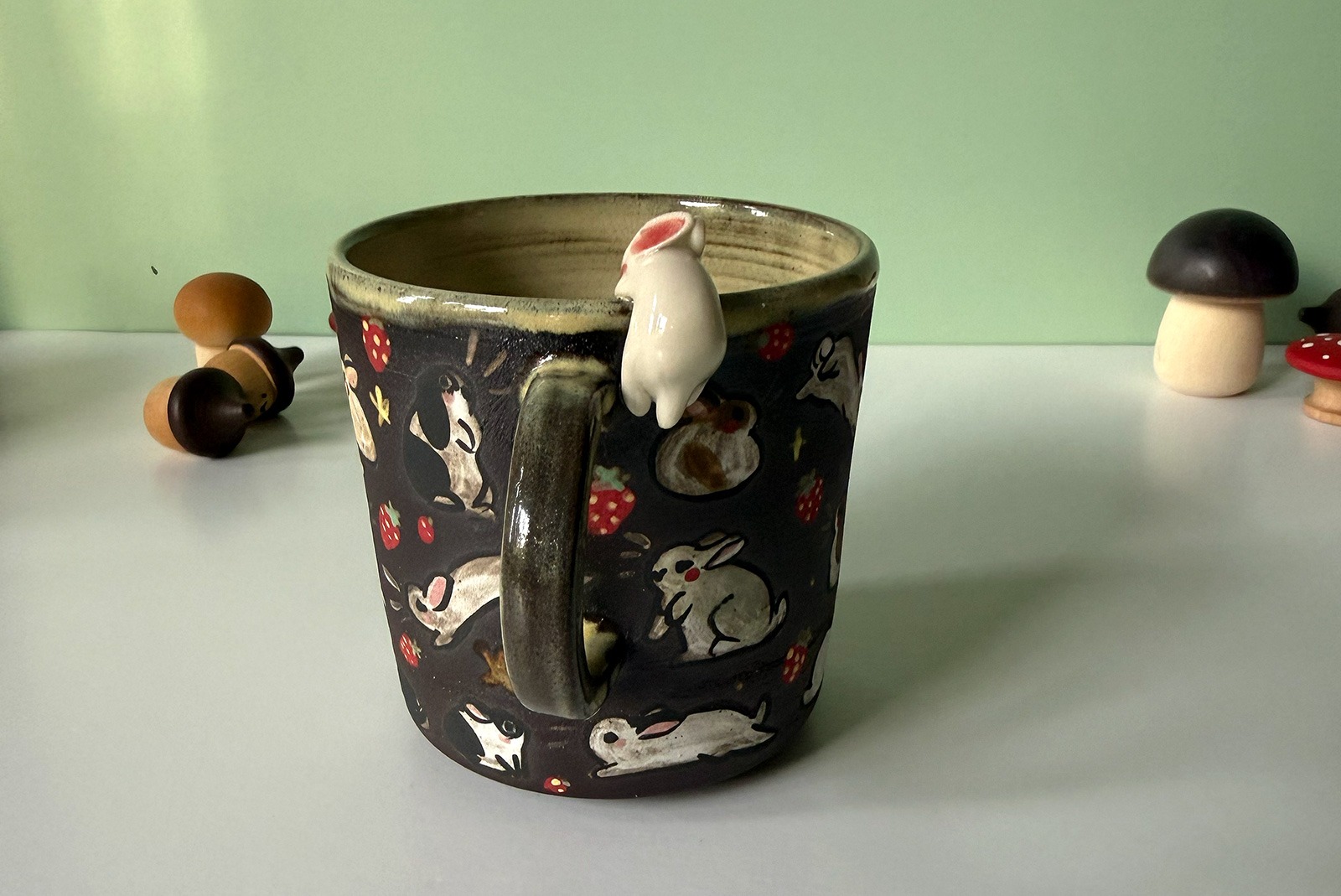Small Cup - Sculpted - Strawberry Bunnies - Image 5