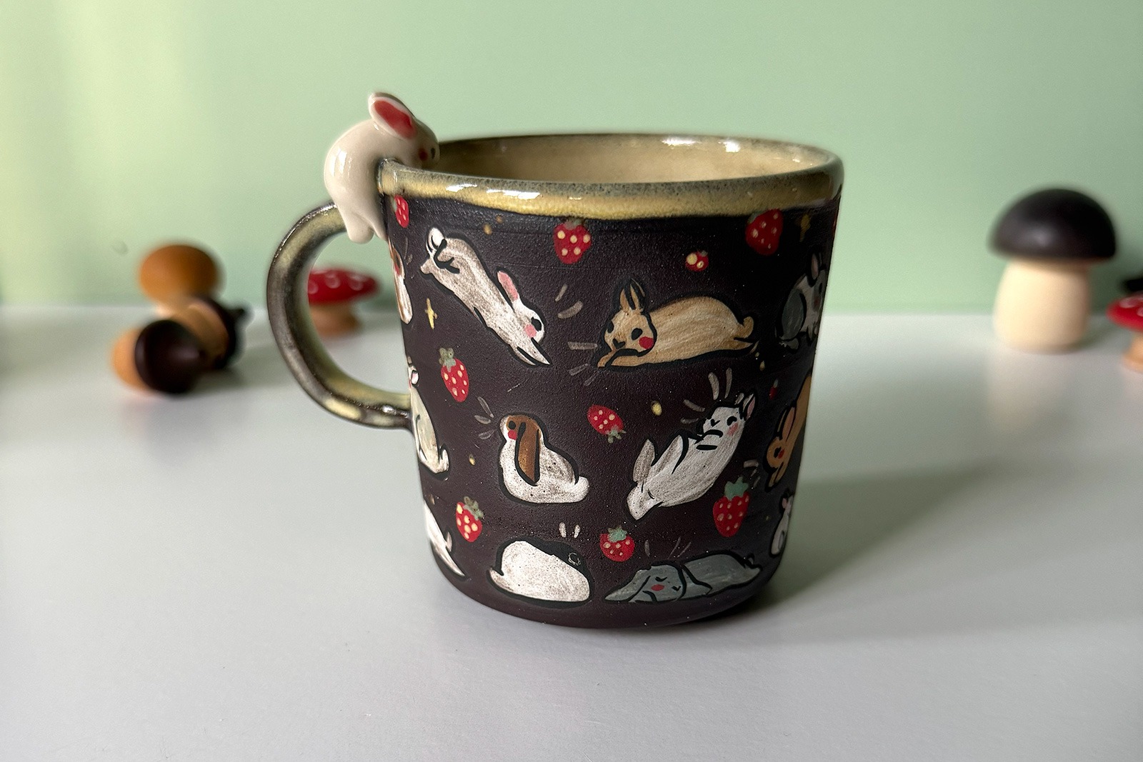 Small Cup - Sculpted - Strawberry Bunnies - Image 3