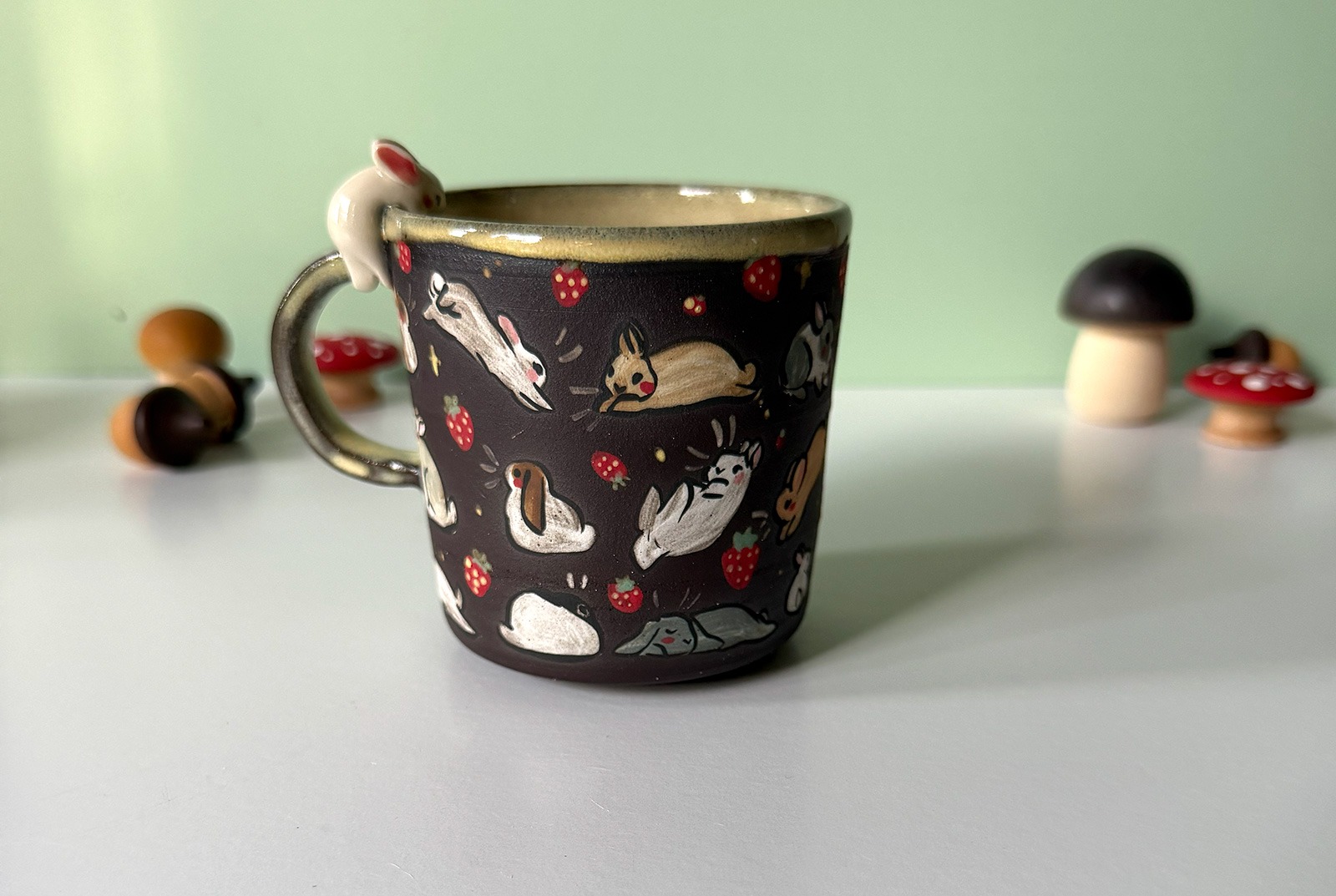 Small Cup - Sculpted - Strawberry Bunnies