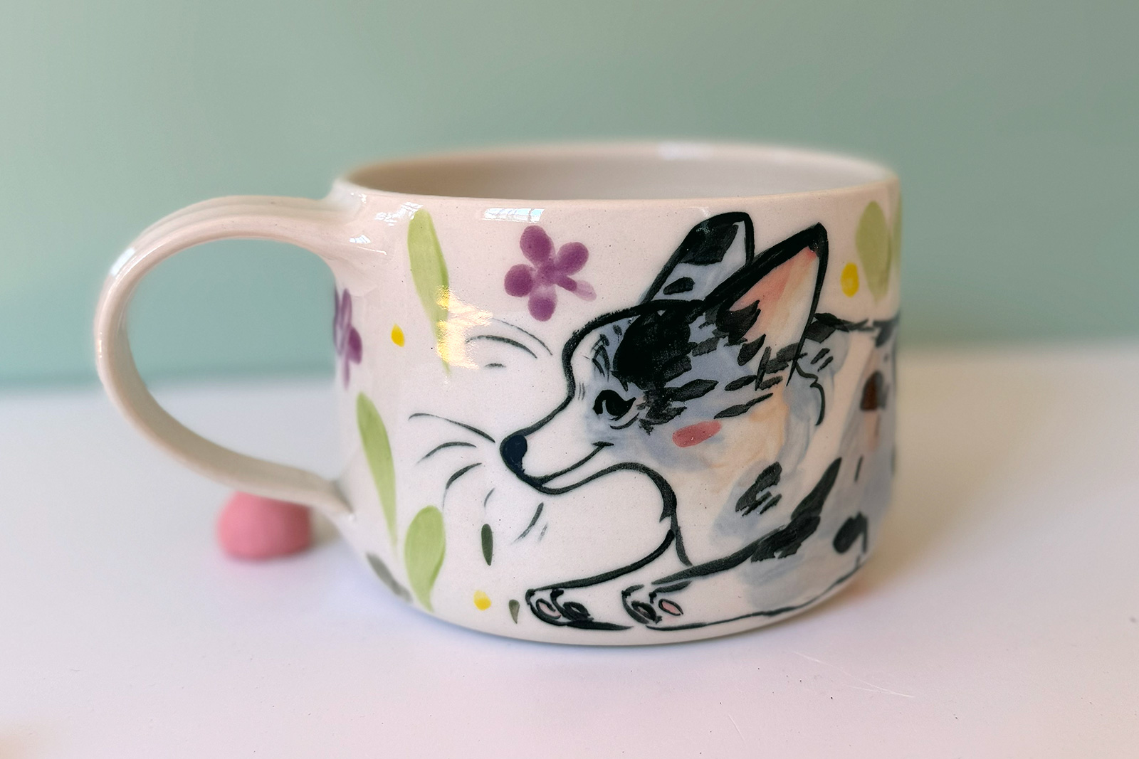 Alternative view of Custom Ceramic Latte Mug - Corgi - Preorder