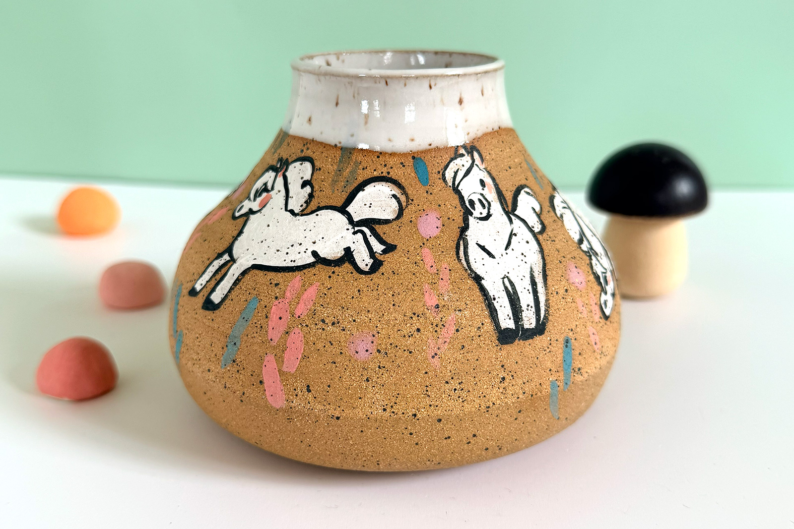 Alternative view of Stoneware Vase - Horses