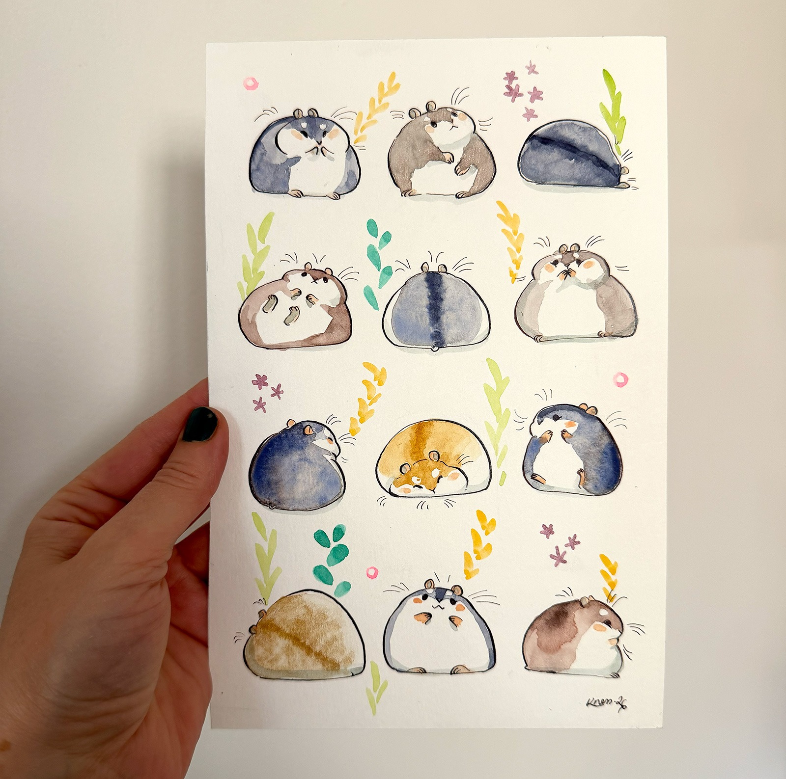 Original Painting - 12 Round Hamsters
