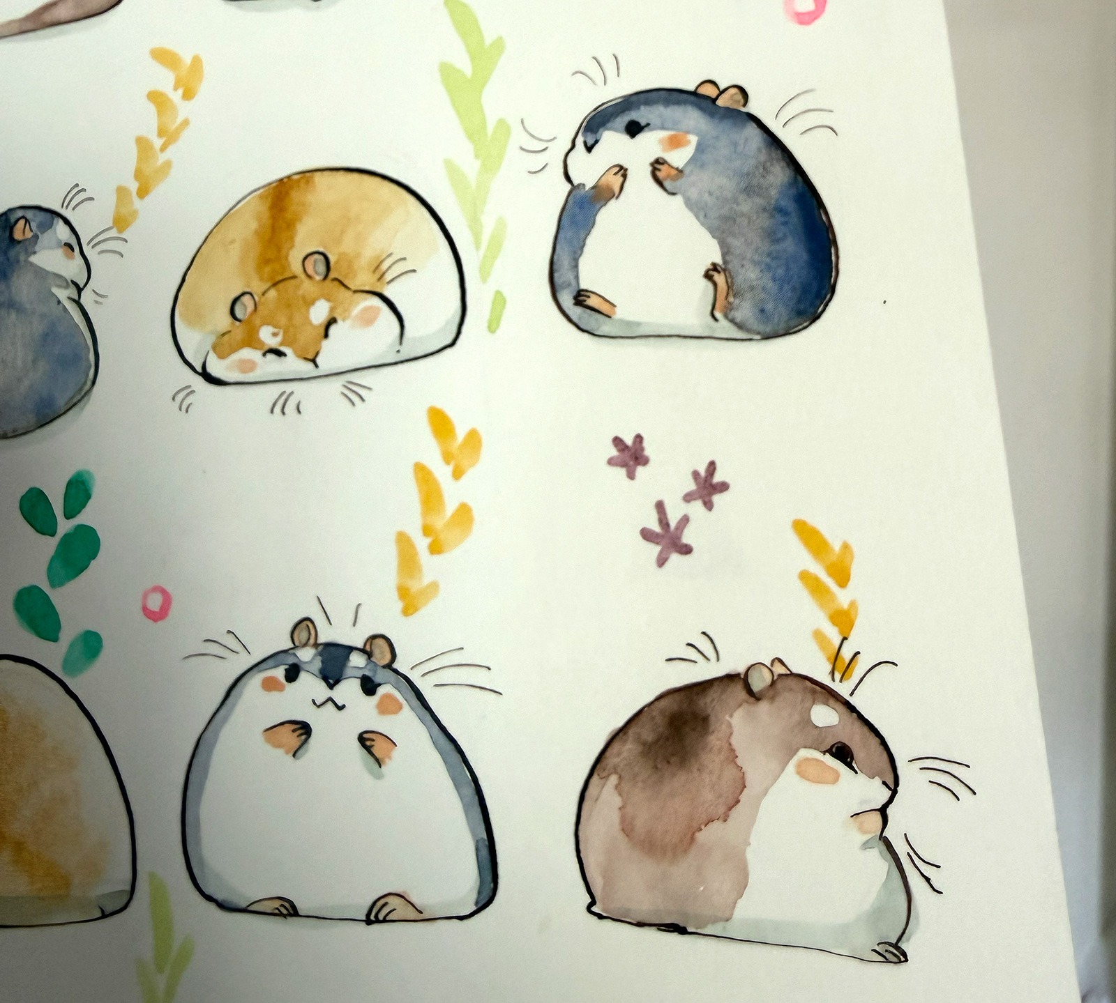 Alternative view of Original Painting - 12 Round Hamsters