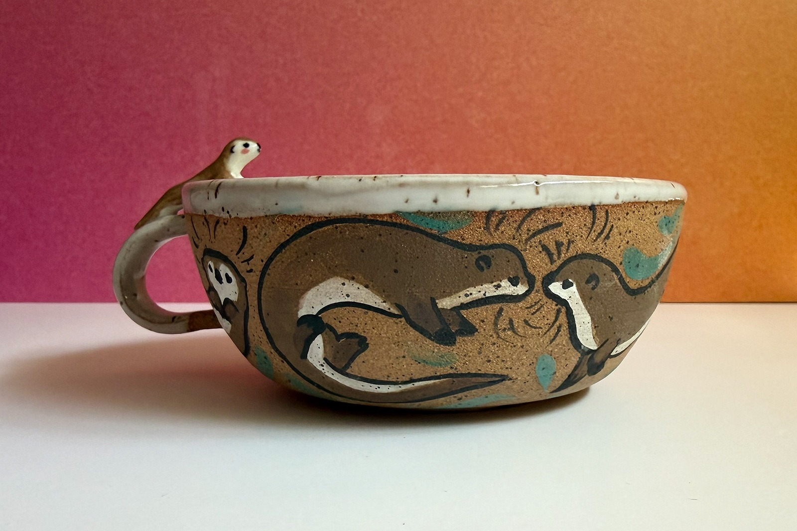 Ceramic Tea Cup - Sculpted Otter
