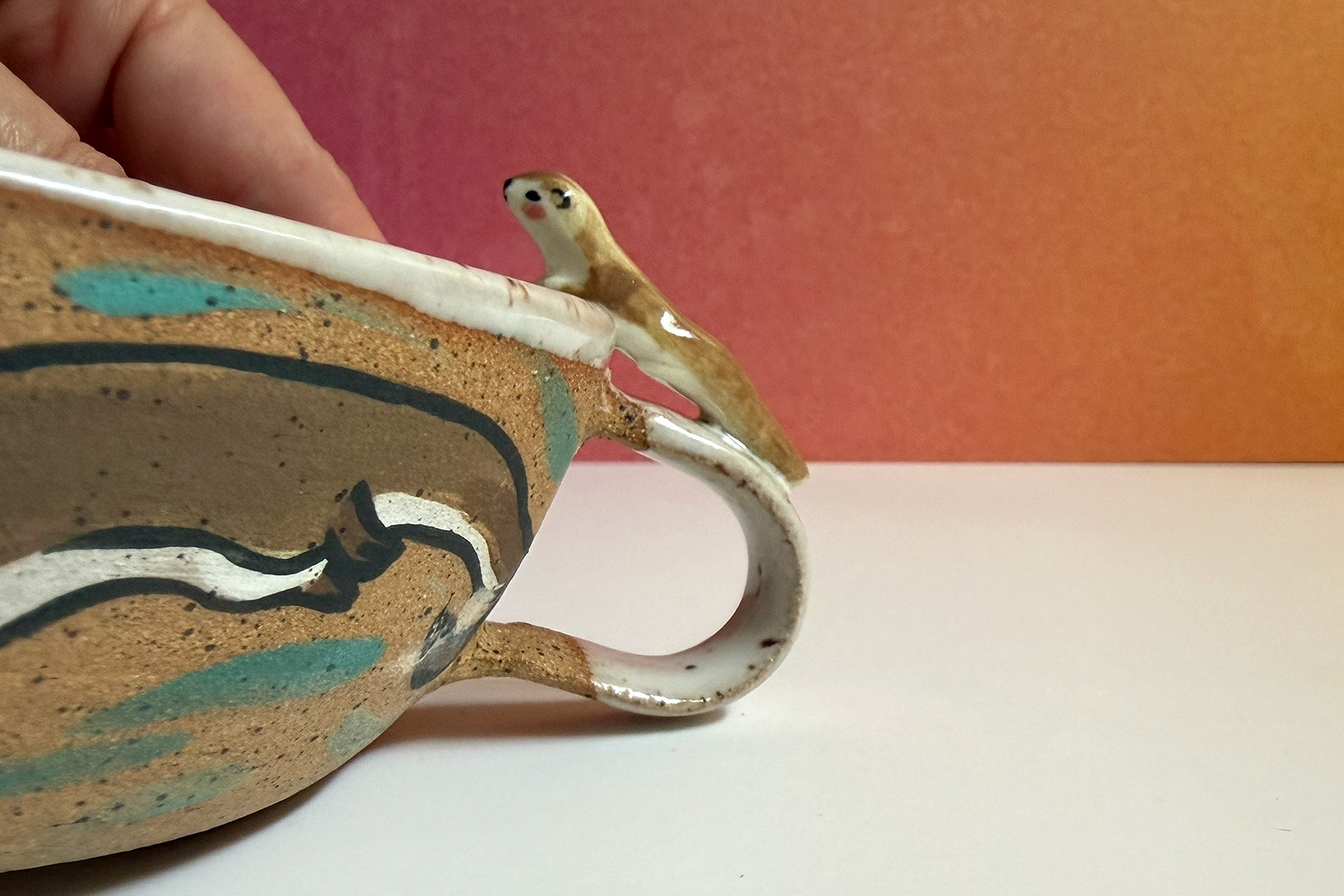 Alternative view of Ceramic Tea Cup - Sculpted Otter