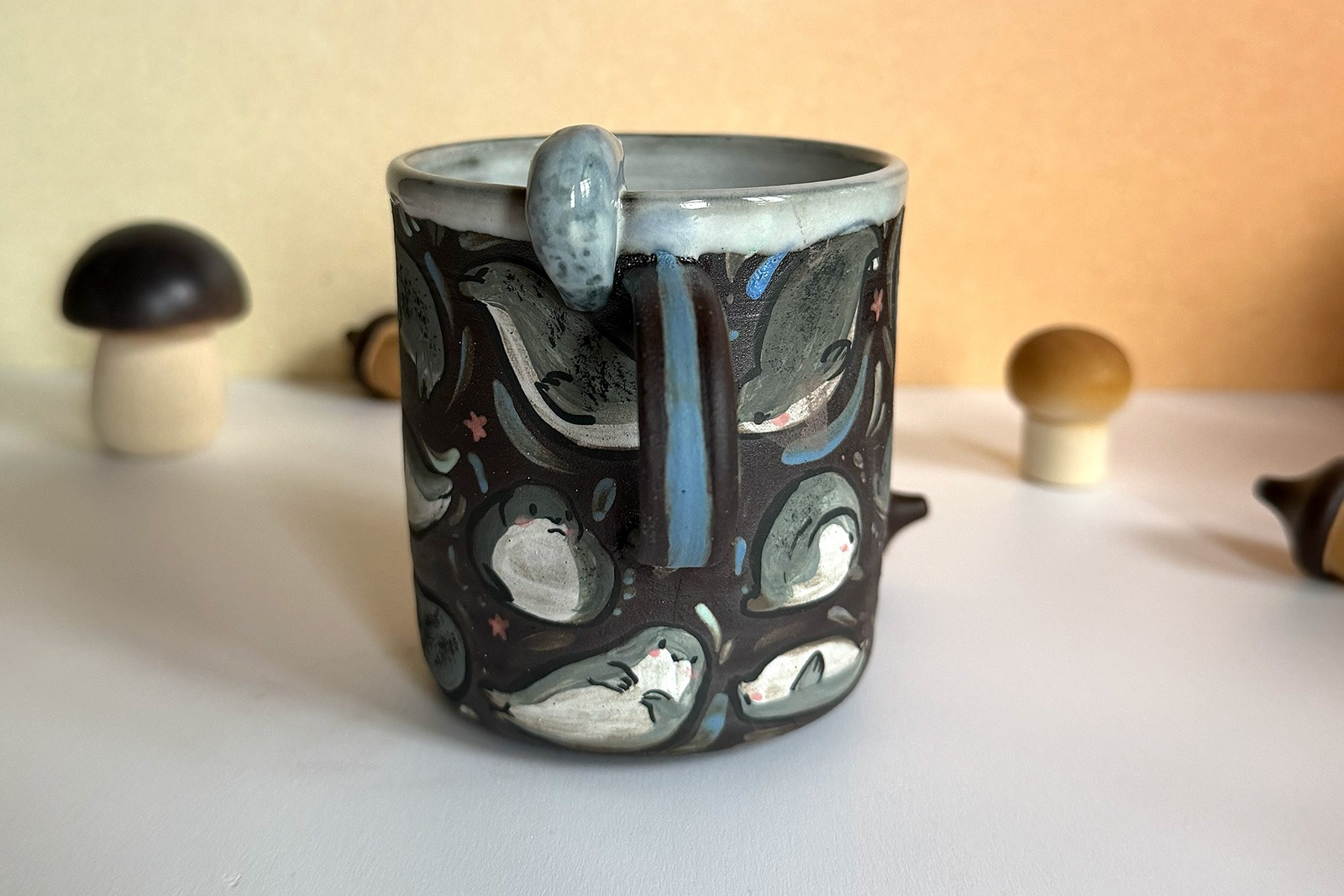 Alternative view of Sculpted Mug - Many Seals - Black