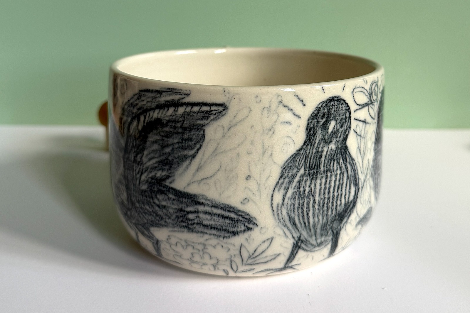 Alternative view of Latte Mug - Crayon Crows