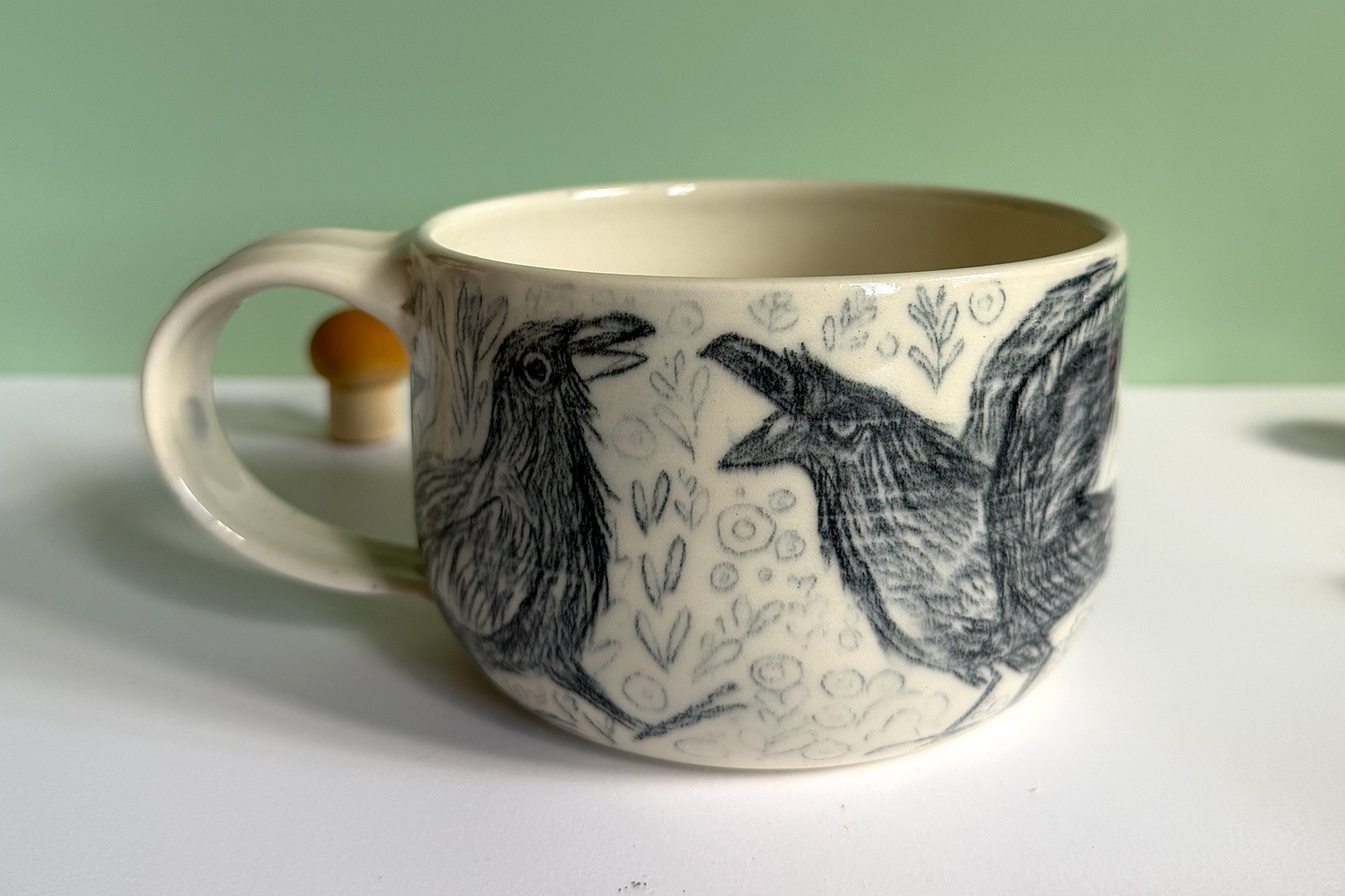 Latte Mug - Crayon Crows